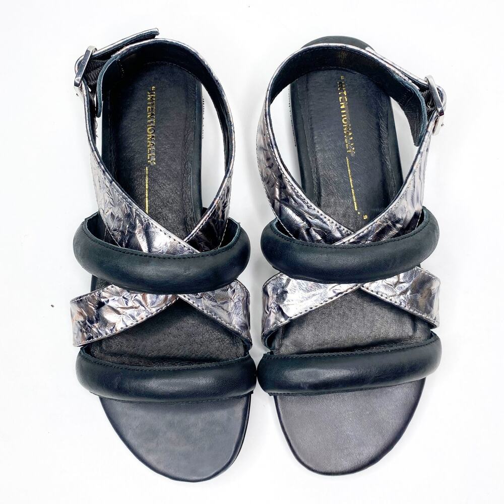 Intentionally Blank Leather Wrap Flat Sandals